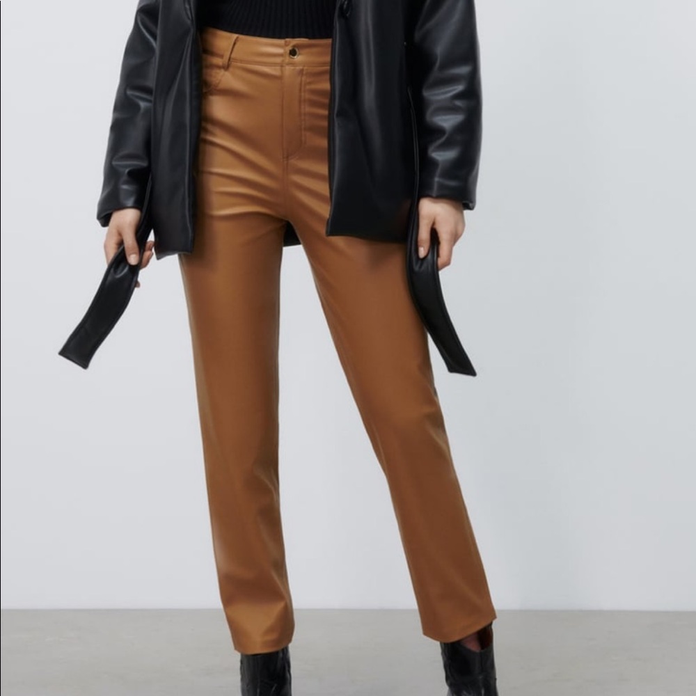 Faux leather mom fit pants